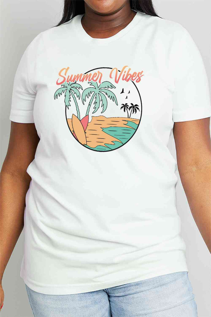 Simply Love Full Size SUMMER VIBES Graphic Cotton Tee | 1mrk.com