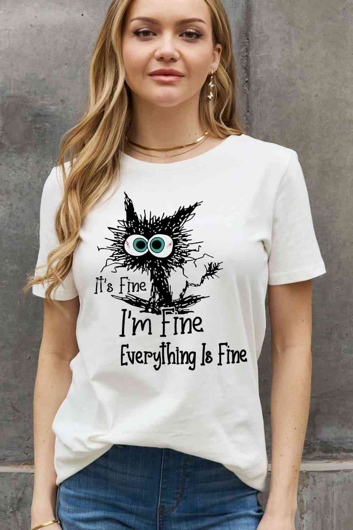 Simply Love Full Size IT‘S FINE IT‘S FINE EVERYTHING IS FINE Graphic Cotton Tee | 1mrk.com