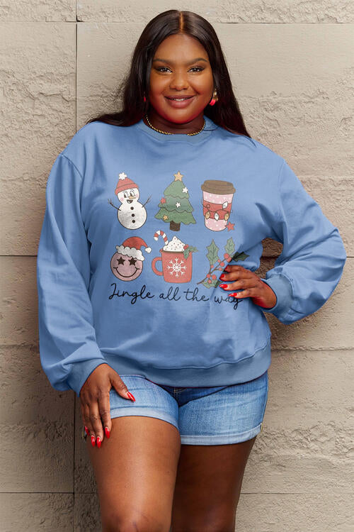 Simply Love Full Size JINGLE ALL THE WAY Long Sleeve Sweatshirt |1mrk.com