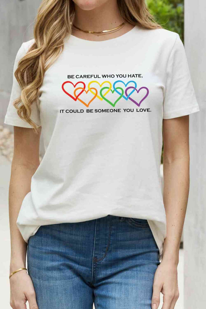 Simply Love Full Size Heart Slogan Graphic Cotton Tee | 1mrk.com