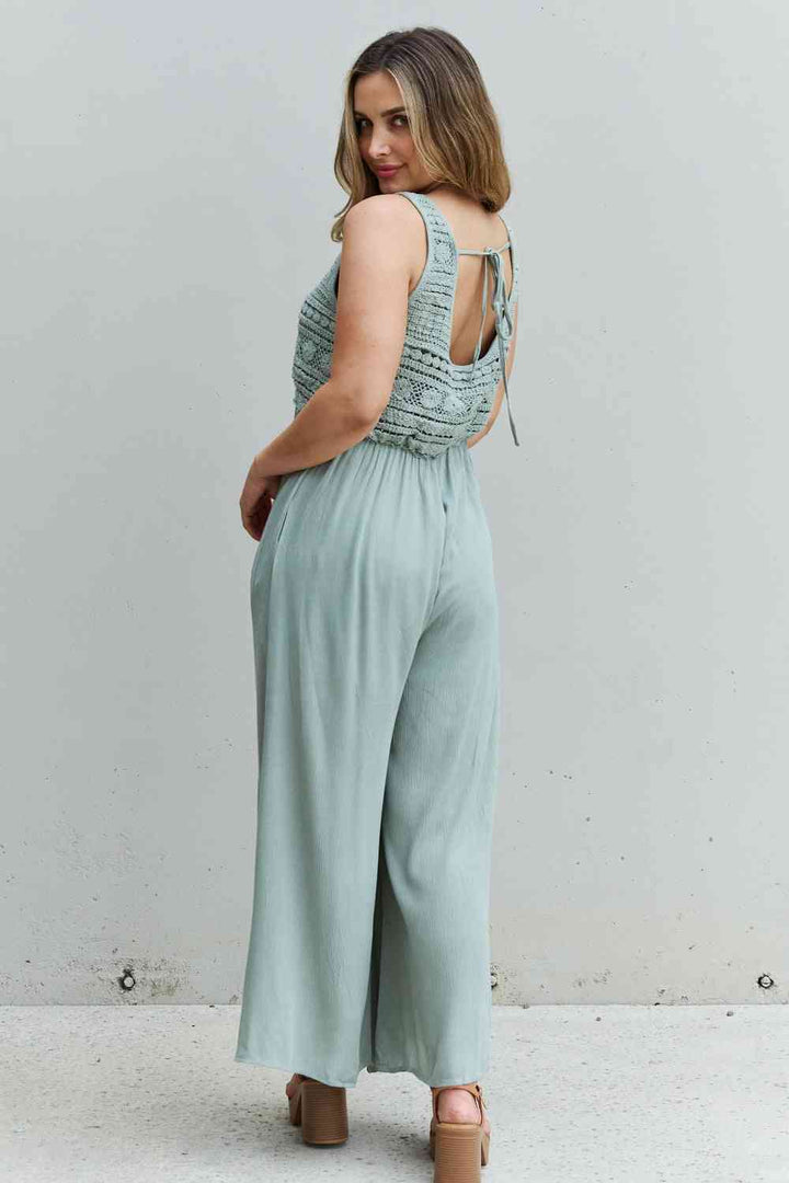 HEYSON Watch Me Full Size Crochet Detail Jumpsuit | 1mrk.com