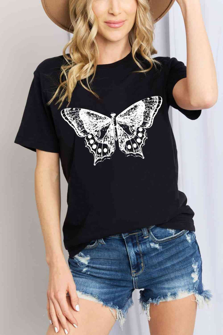 Simply Love Full Size Butterfly Graphic Cotton T-Shirt | 1mrk.com