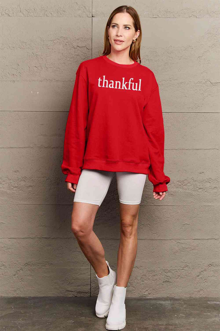 Simply Love Full Size THANKFUL Graphic Sweatshirt |1mrk.com