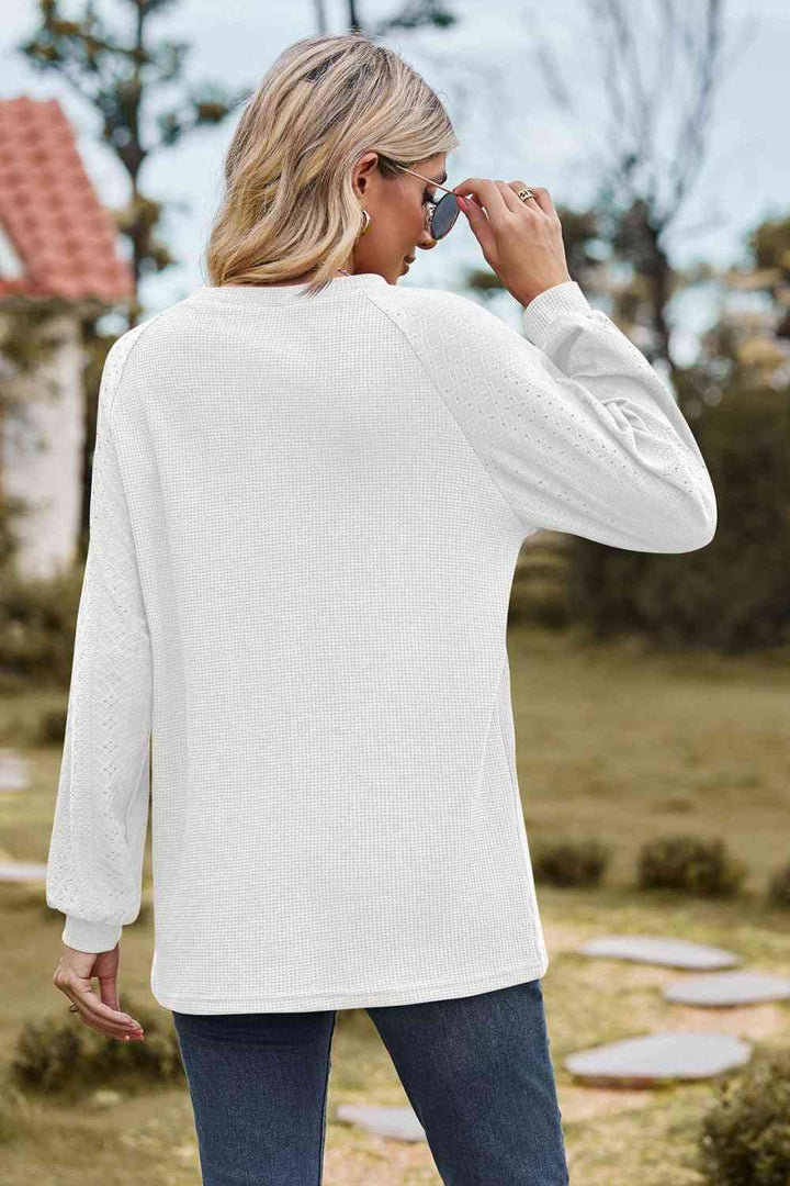 Round Neck Raglan Sleeve Sweatshirt |1mrk.com