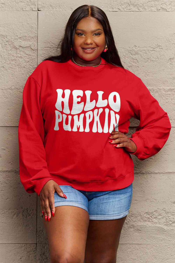 Simply Love Full Size HELLO PUMPKIN Graphic Sweatshirt |1mrk.com