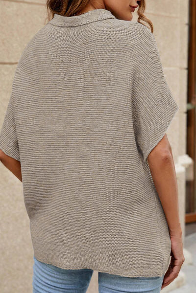 Mock Neck Short Sleeve Sweater |1mrk.com