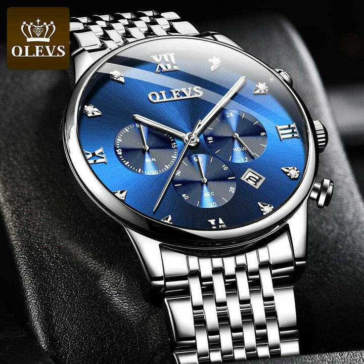 OLEVS 2868 Brand Men Wrist Watch Quartz Water Resistant Stainless Steel OLEVS