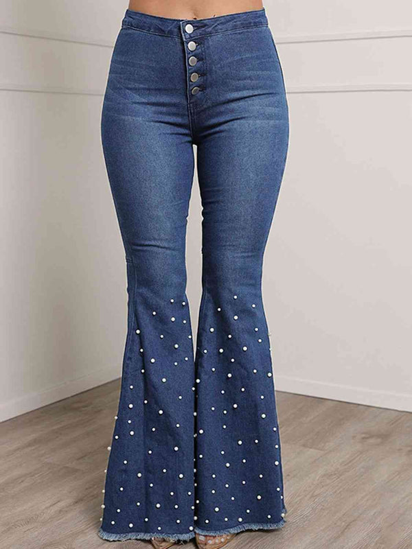 Button Fly Flare Jeans | 1mrk.com