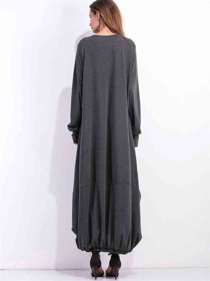 Full Size Round Neck Long Sleeve Sweatshirt Dress |1mrk.com