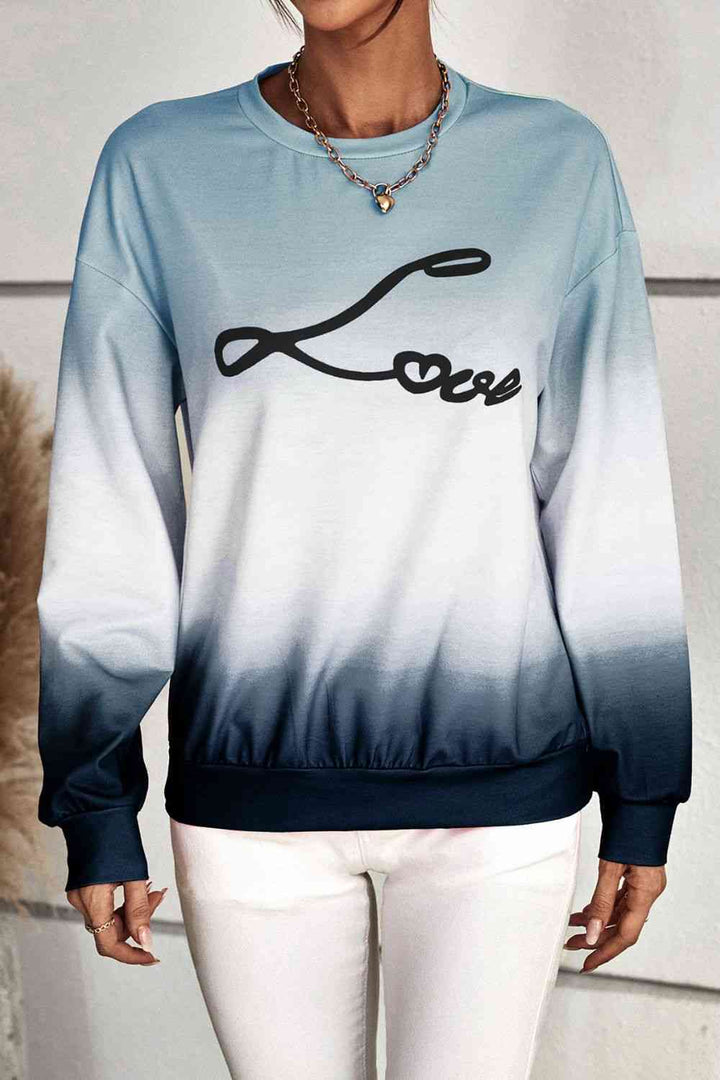 Gradient LOVE Dropped Shoulder Sweatshirt |1mrk.com