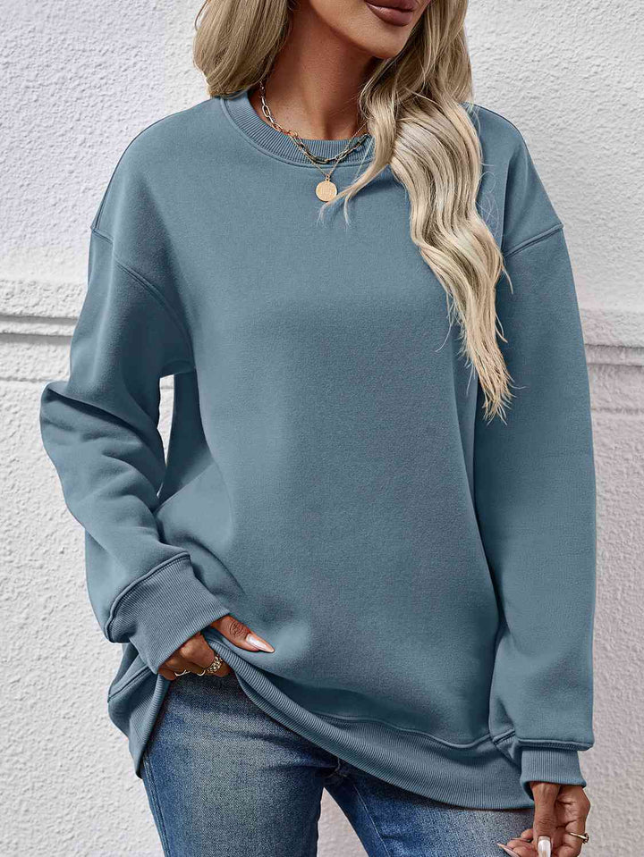 Round Neck Long Sleeve Sweatshirt |1mrk.com