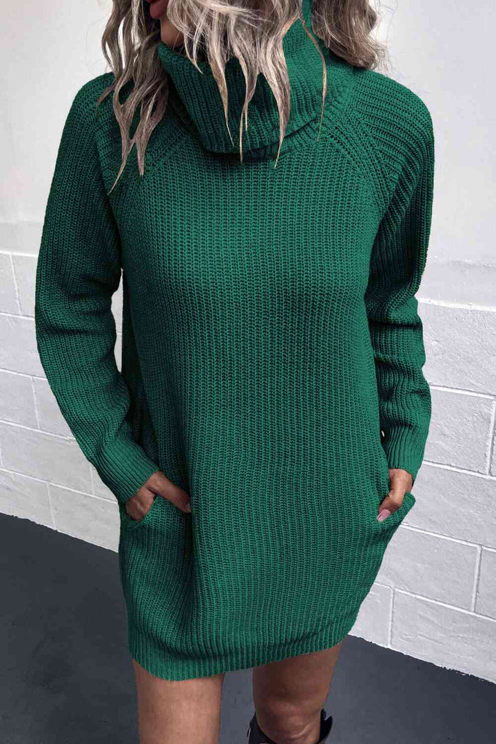 Turtleneck Sweater Dress with Pockets |1mrk.com