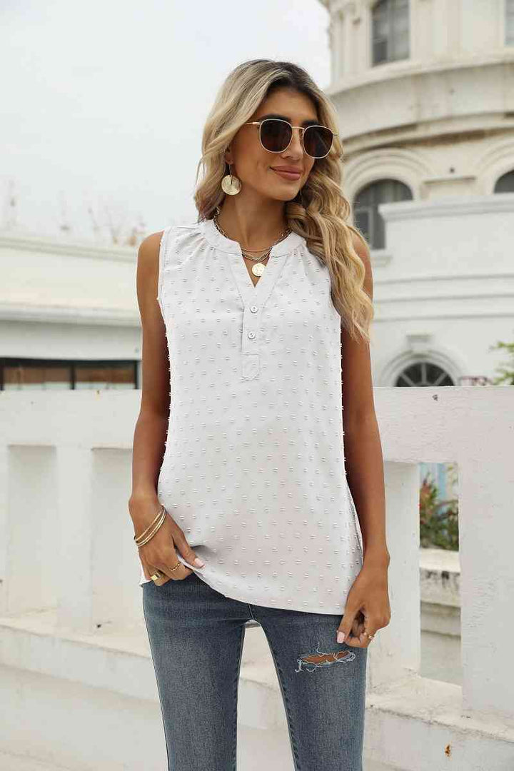 Swiss Dot Notched Neck Tank | 1mrk.com