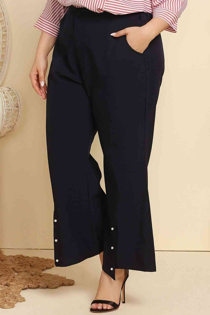 Plus Size Hem Detail Flare Pants | 1mrk.com
