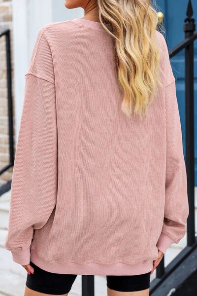 Heart Round Neck Dropped Shoulder Sweatshirt | Trendsi