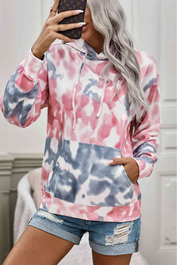 Tie-Dye Dropped Shoulder Drawstring Hoodie | 1mrk.com