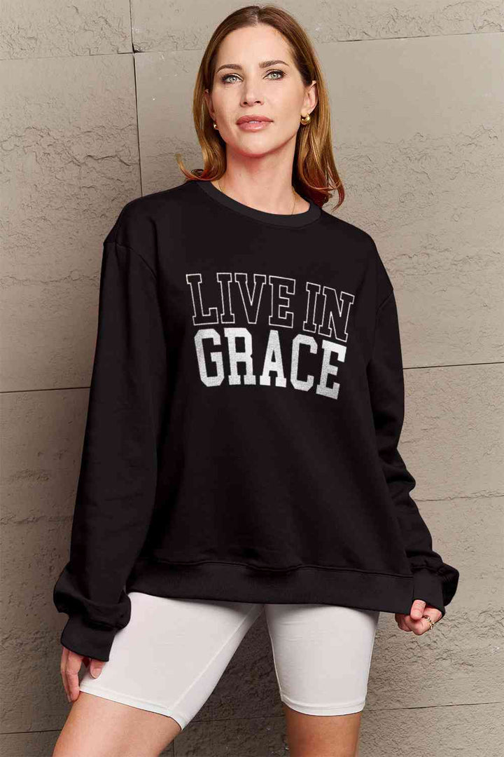 Simply Love Full Size LIVE IN GRACE Graphic Sweatshirt |1mrk.com