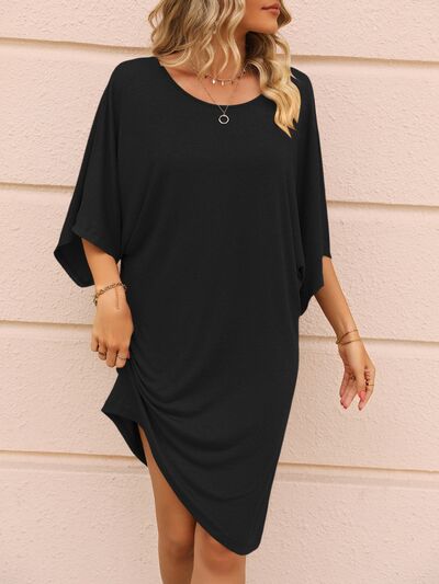 Round Neck Three-Quarter Sleeve Tee Dress | Trendsi