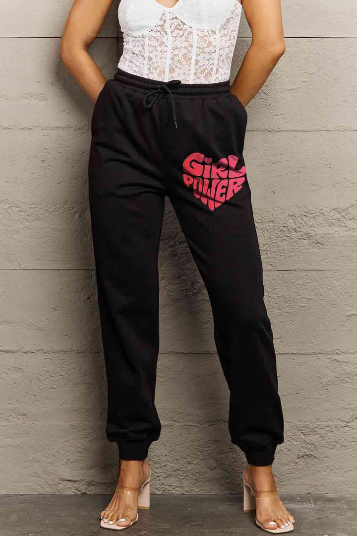 Simply Love Full Size GIRL POWER Graphic Sweatpants | 1mrk.com