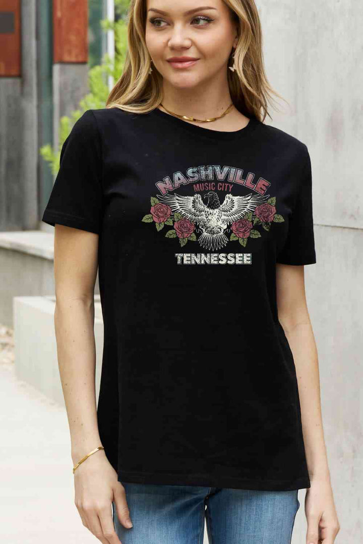 Simply Love Full Size NASHVILLE MUSIC CITY TENNESSEE Graphic Cotton Tee | 1mrk.com