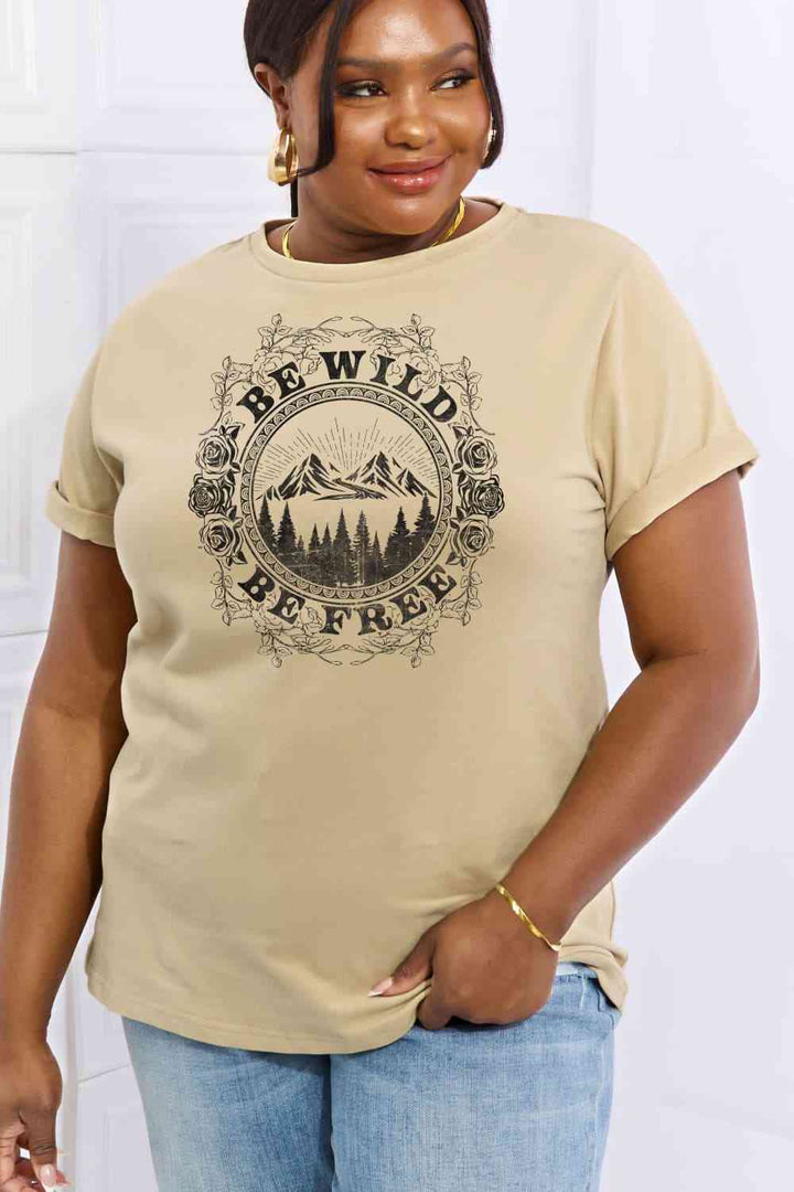 Simply Love Full Size BE WILD BE FREE Graphic Cotton T-Shirt | 1mrk.com