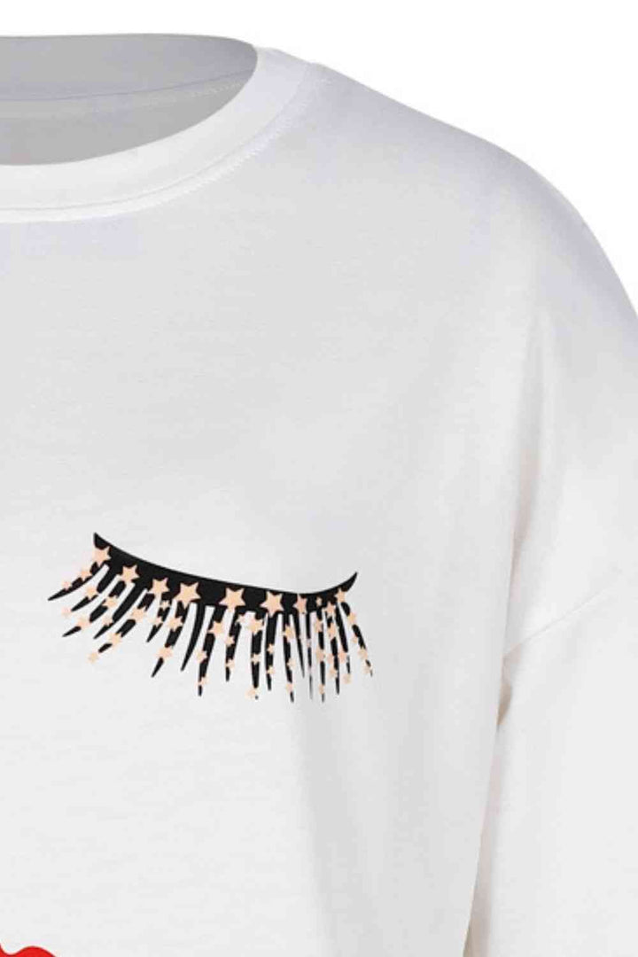 Graphic Dropped Shoulder Round Neck Sweatshirt |1mrk.com