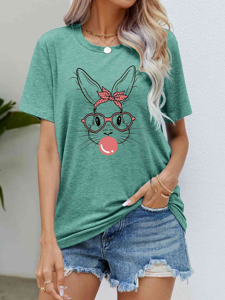 Easter Bunny Graphic Round Neck T-Shirt | 1mrk.com