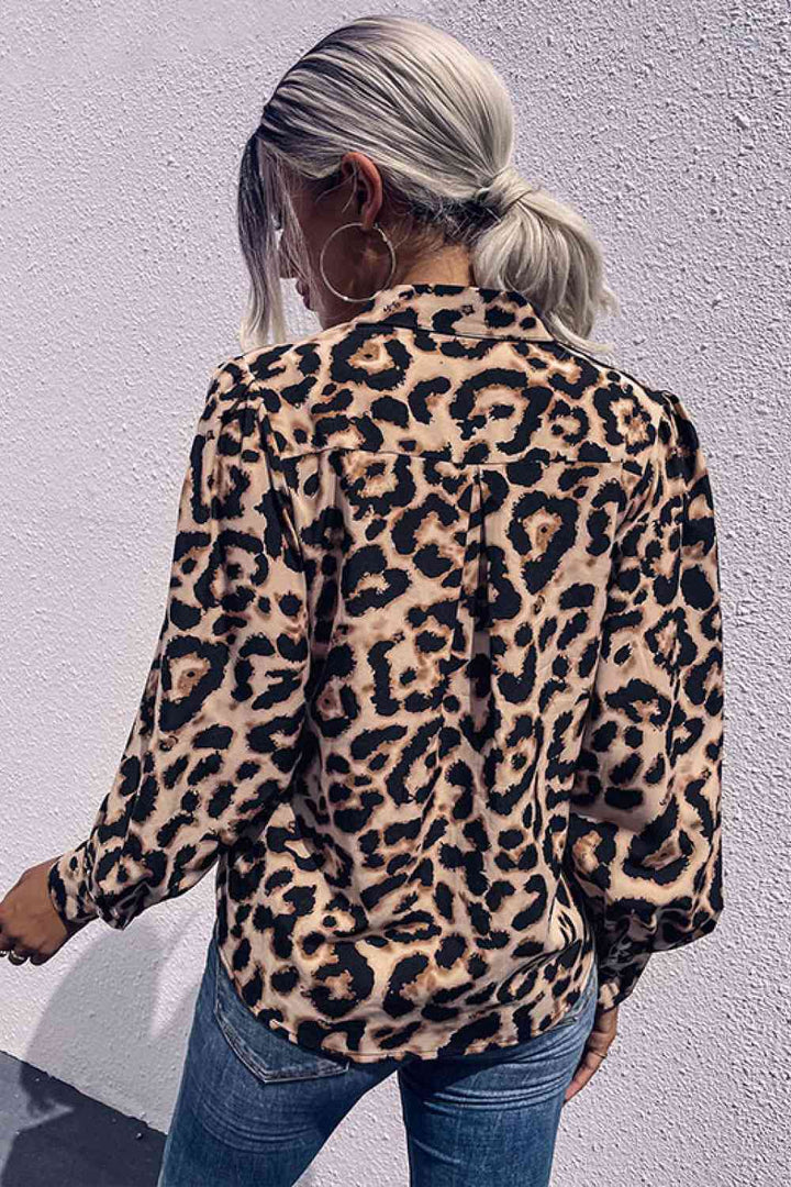 Leopard Printed Button Down Blouse |1mrk.com