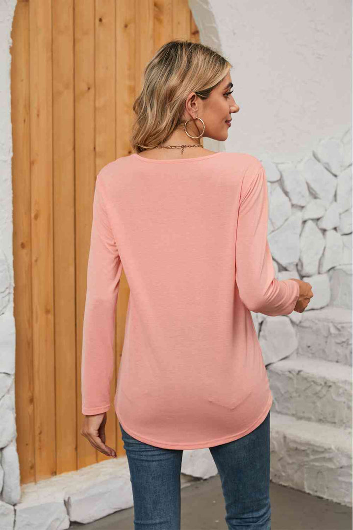 Square Neck Long Sleeve T-Shirt | 1mrk.com