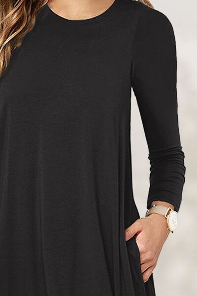 Round Neck Long Sleeve Mini Dress |1mrk.com