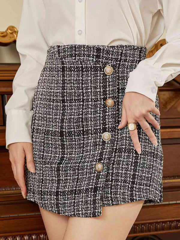 High Waist Buttoned Mini Skirt |1mrk.com