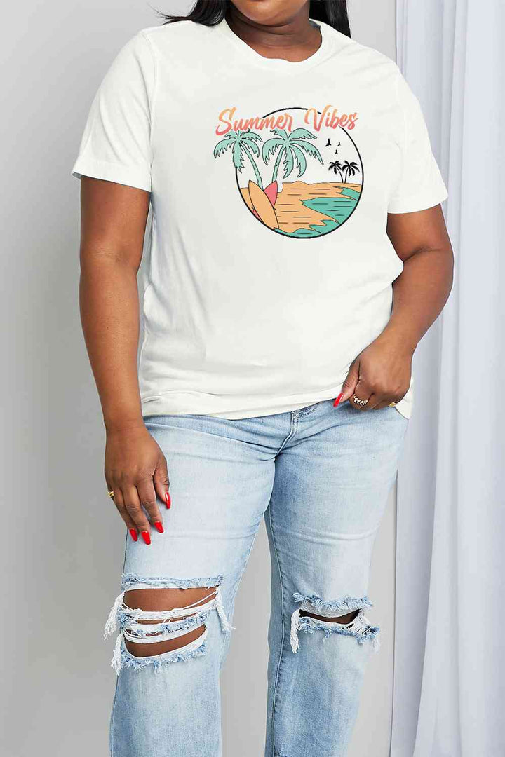 Simply Love Full Size SUMMER VIBES Graphic Cotton Tee | 1mrk.com