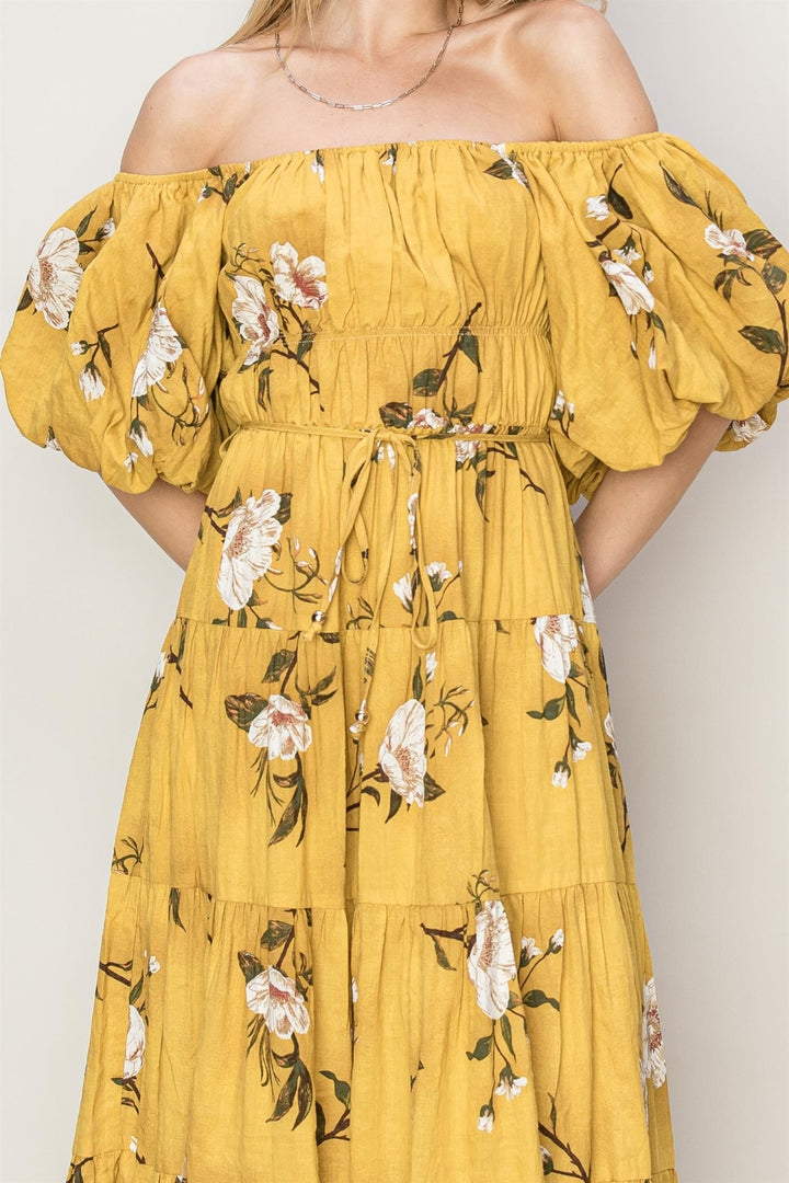 HYFVE Floral Puff Sleeve Tiered Dress | Trendsi