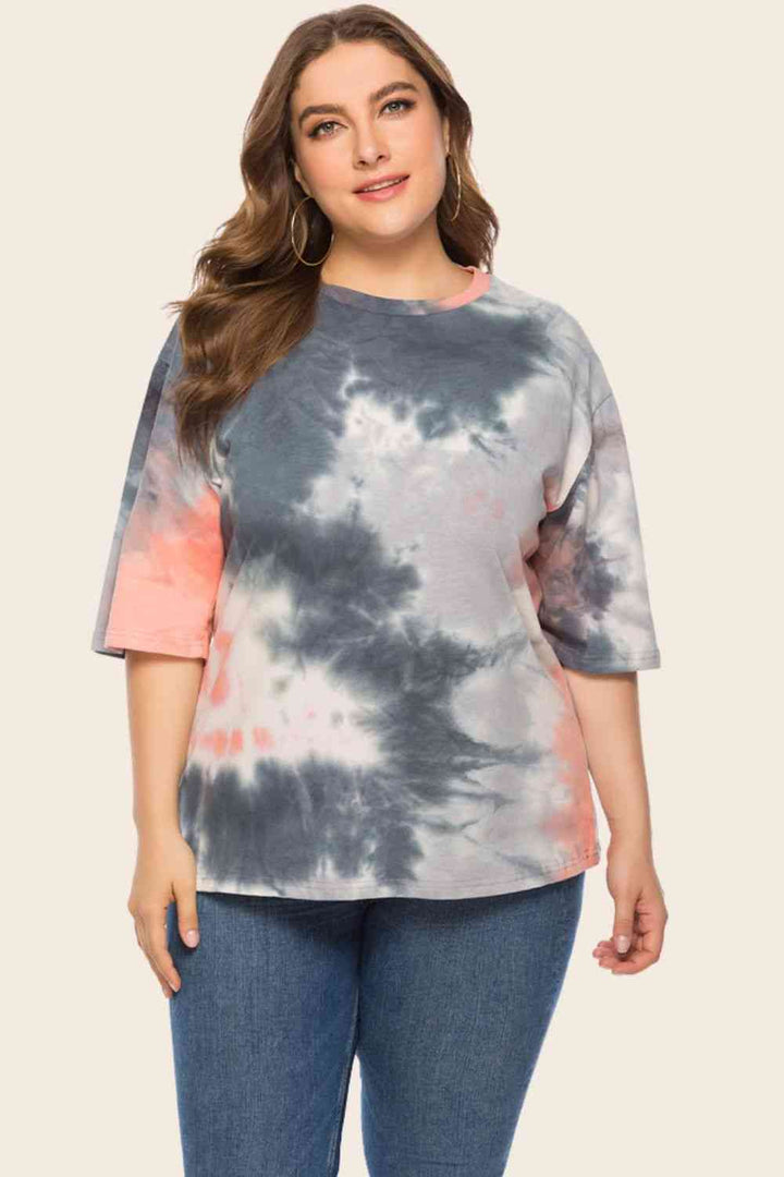 Plus Size Tie-Dye Half Sleeve Tee Shirt | 1mrk.com