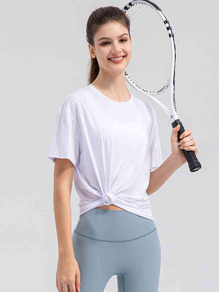 Round Neck Short Sleeve Active Top | 1mrk.com