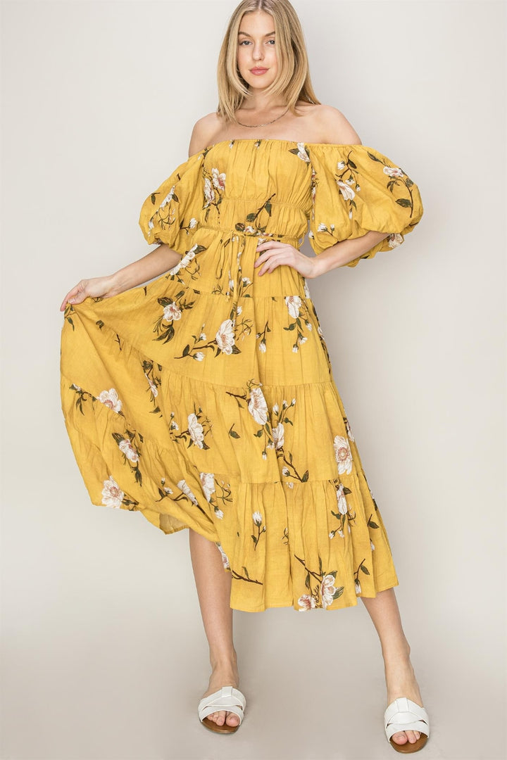 HYFVE Floral Puff Sleeve Tiered Dress | Trendsi