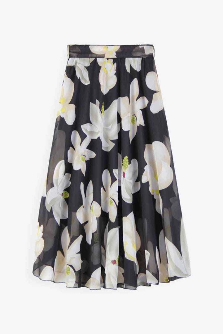 Full Size Floral Tie-Waist Skirt |1mrk.com