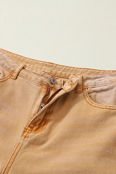 Distressed Raw Hem Jeans with Pockets | 1mrk.com