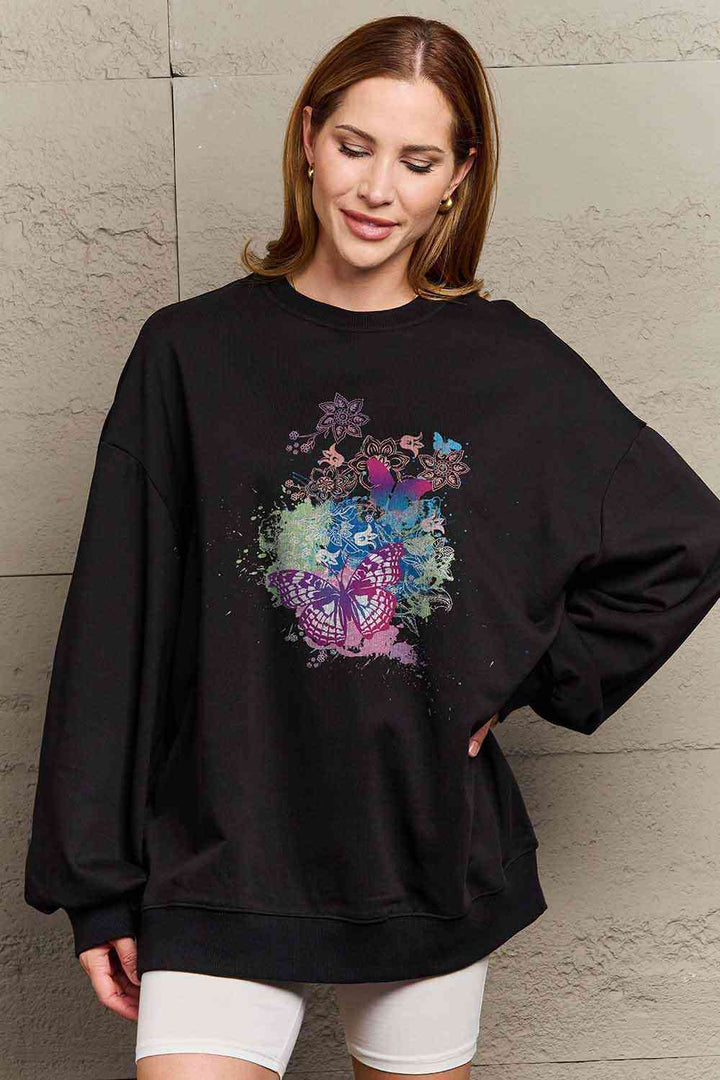 Simply Love Simply Love Full Size Butterfly Graphic Sweatshirt |1mrk.com