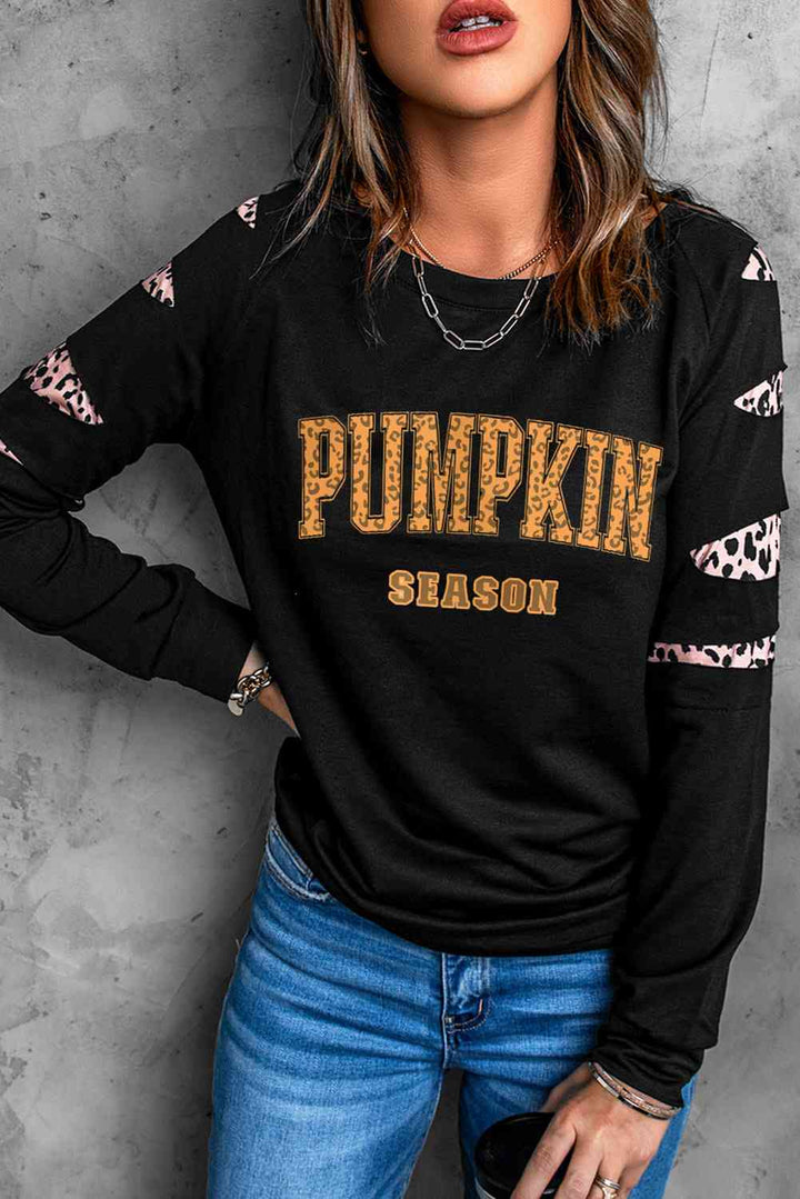 PUMPKIN SEASON Graphic  Leopard Sweatshirt |1mrk.com