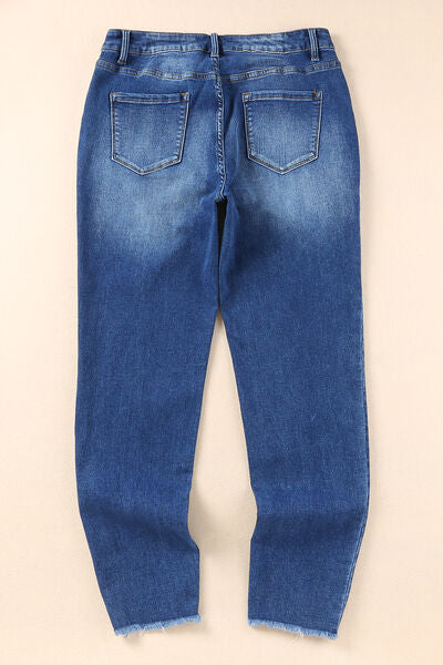 Raw Hem Skinny Jeans with Pockets |1mrk.com