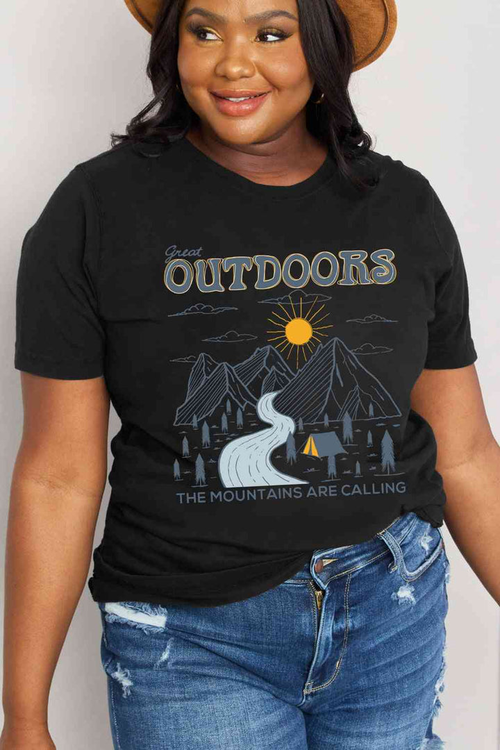 Simply Love Full Size GREAT OUTDOORS Graphic Cotton Tee | 1mrk.com