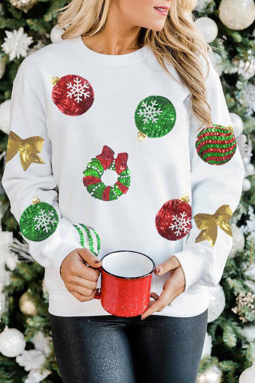 Sequin Patch Christmas Element Sweatshirt |1mrk.com