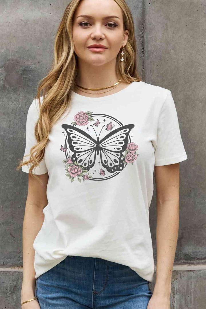 Simply Love Simply Love Full Size Butterfly Graphic Cotton Tee | 1mrk.com