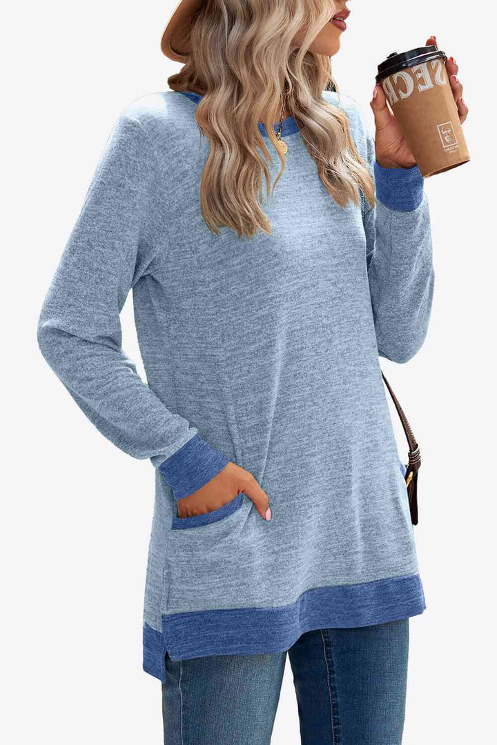 Heathered Slit Top with Pockets | 1mrk.com