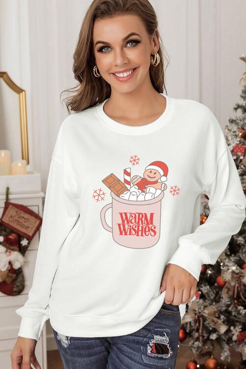 Christmas Graphic Round Neck Sweatshirt |1mrk.com