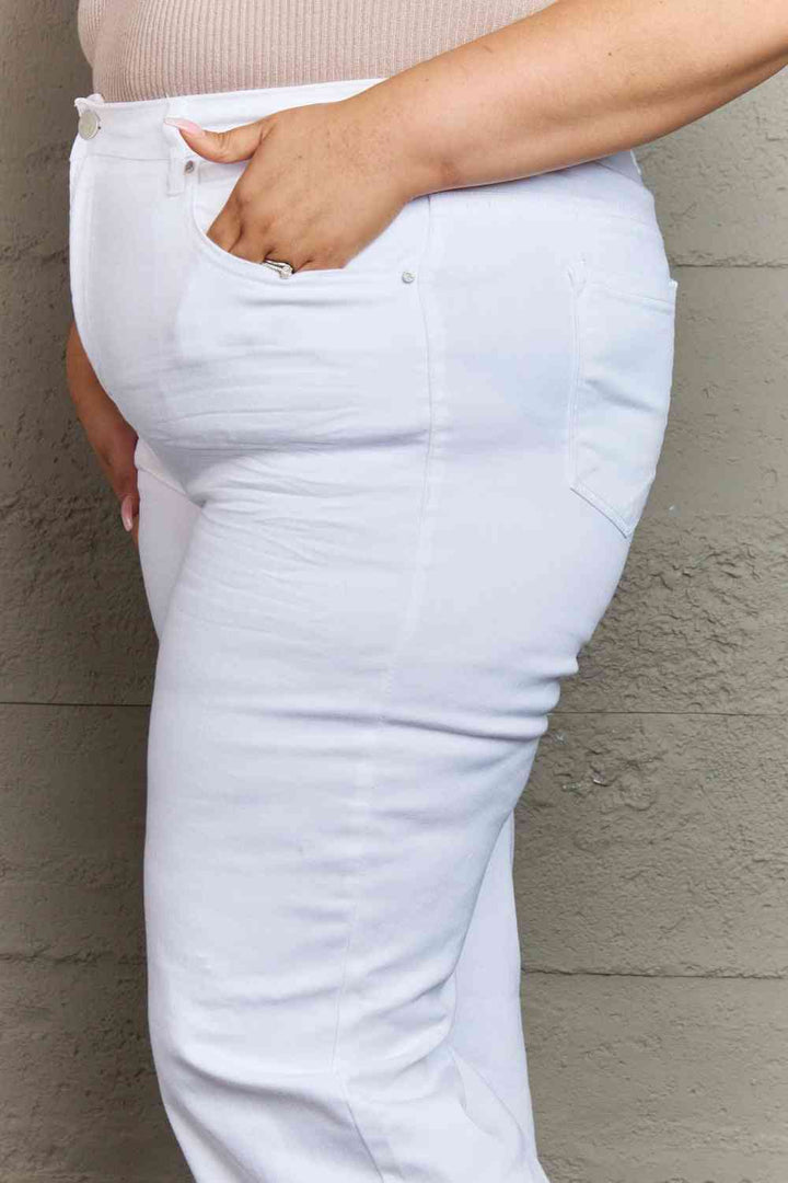 RISEN Raelene Full Size High Waist Wide Leg Jeans in White | 1mrk.com