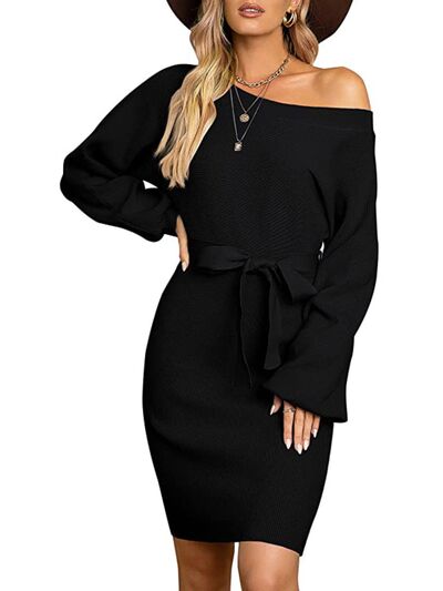 Tie Waist Long Sleeve Mini Dress | Trendsi