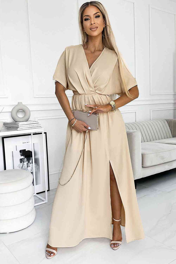 Maxi Dress Surplice Neck Slit | 1mrk.com