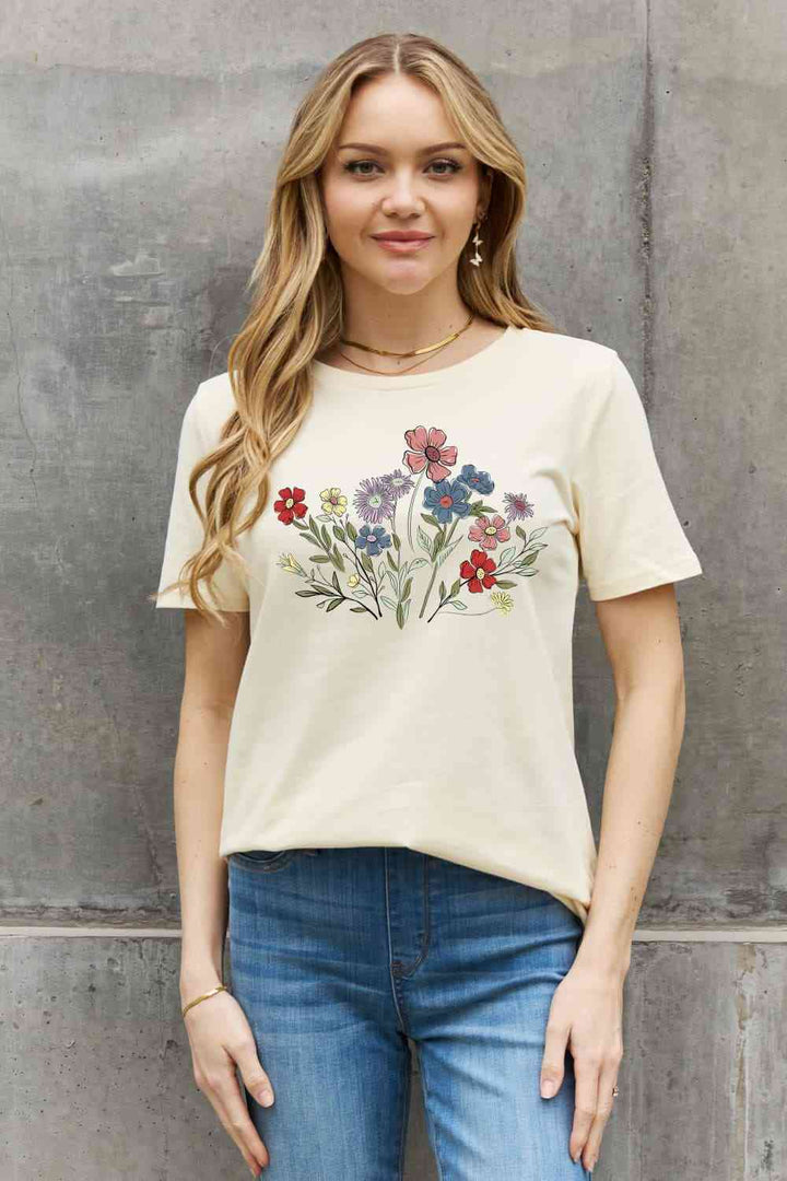 Simply Love Simply Love Full Size Flower Graphic Cotton Tee | 1mrk.com